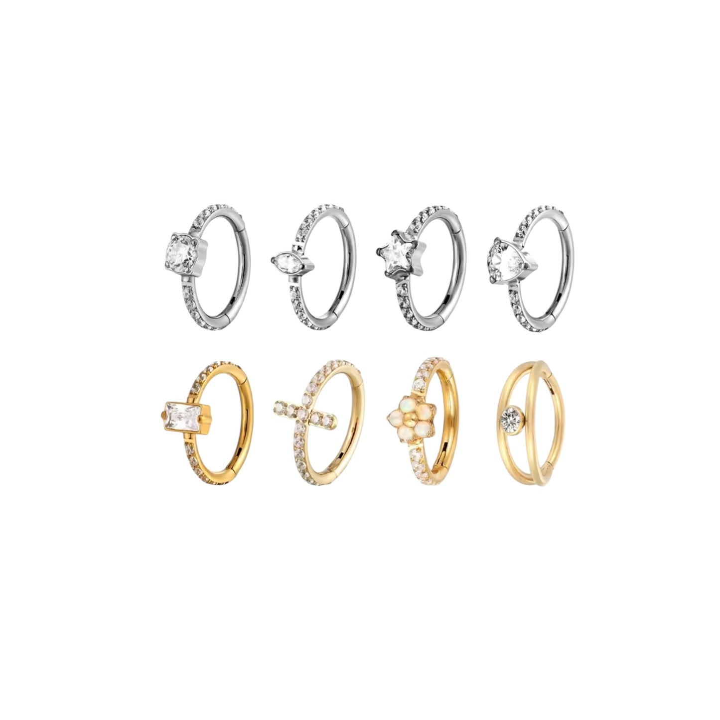 Piercing cerchio -helix-daith-tragus-nostril- acciaio chirurgico anallergico oro/oro bianco