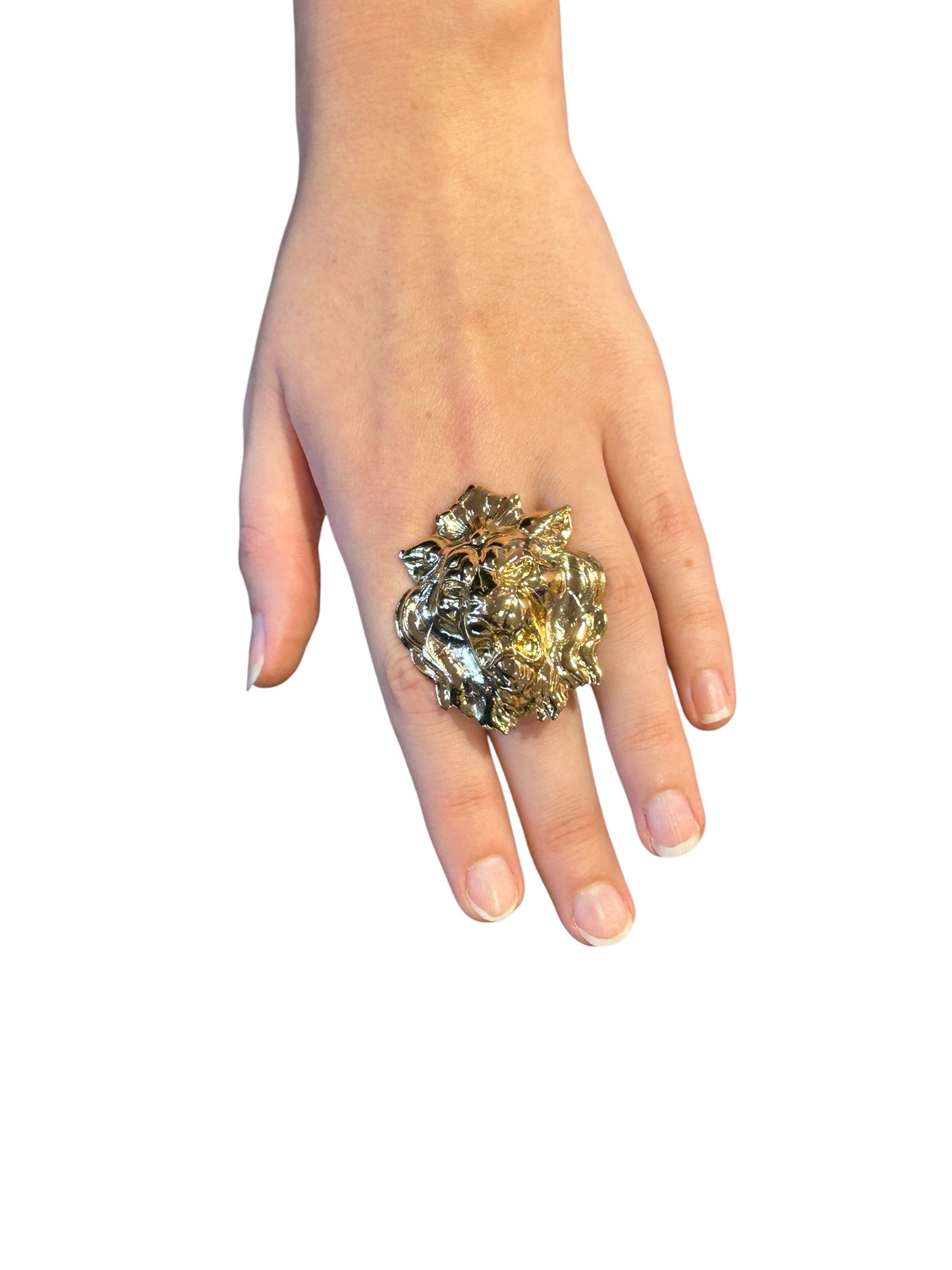 ANELLO LEONE regolabile placato oro