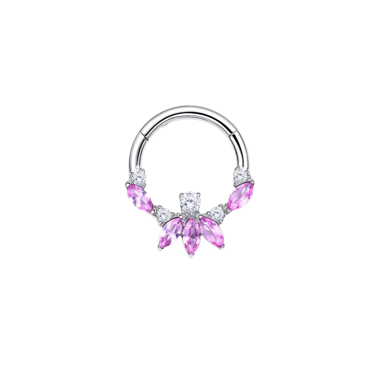 Piercing Septum titanio - Quarzo Rosa -