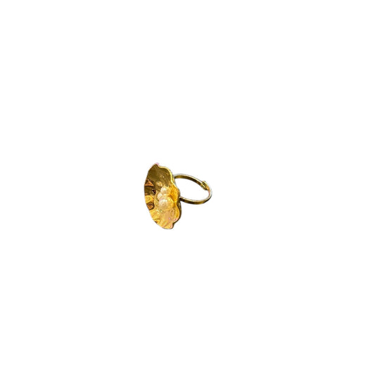 Anello Foglia D'oro con Perla