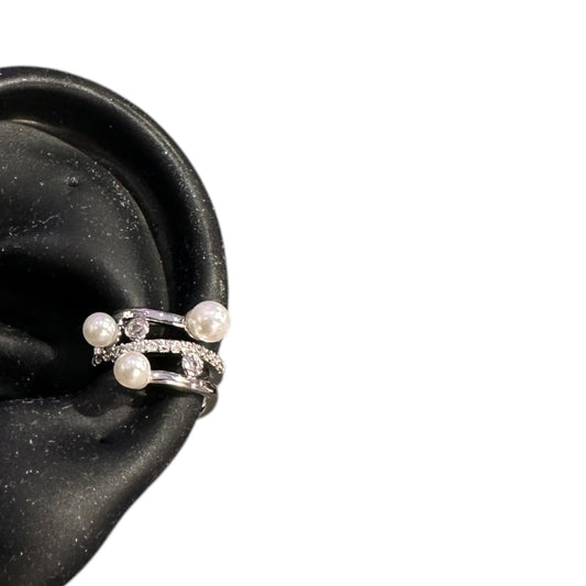 Orecchino Ear Cuff Argento con perle