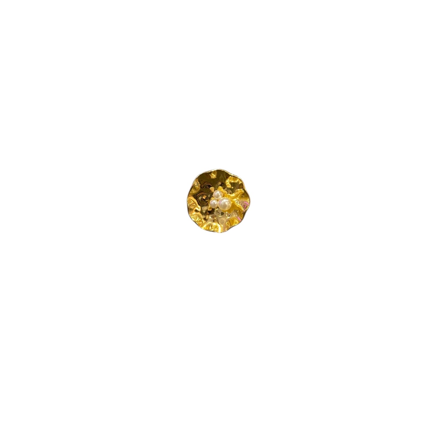 Anello Foglia D'oro con Perla