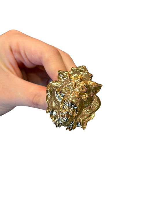 ANELLO LEONE regolabile placato oro